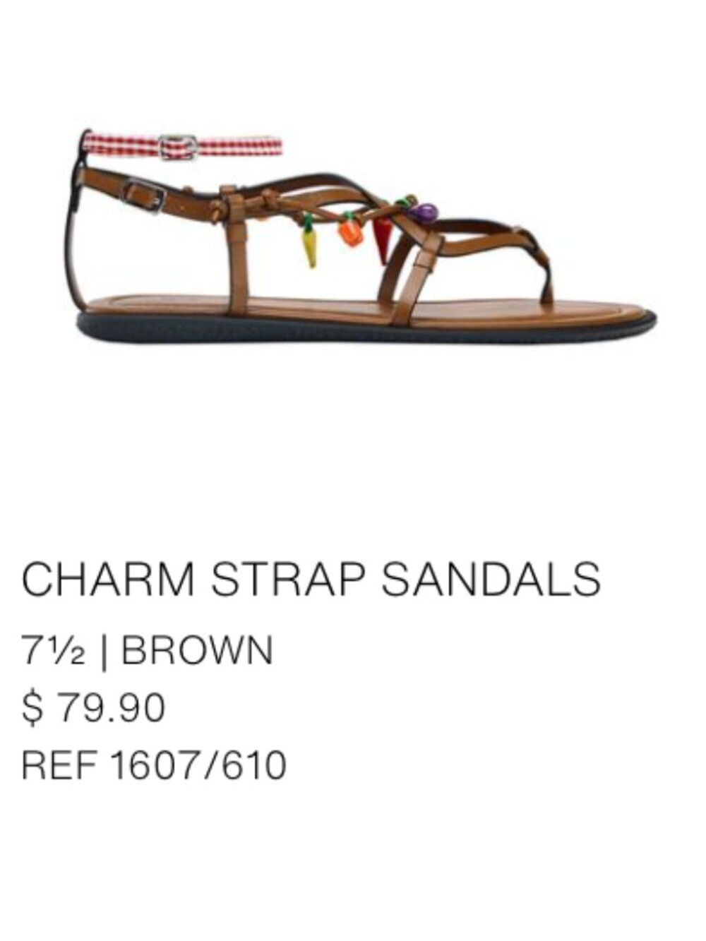Zara Fruit Vegetable Charm Sandals Size 38 - Picture 5 of 5